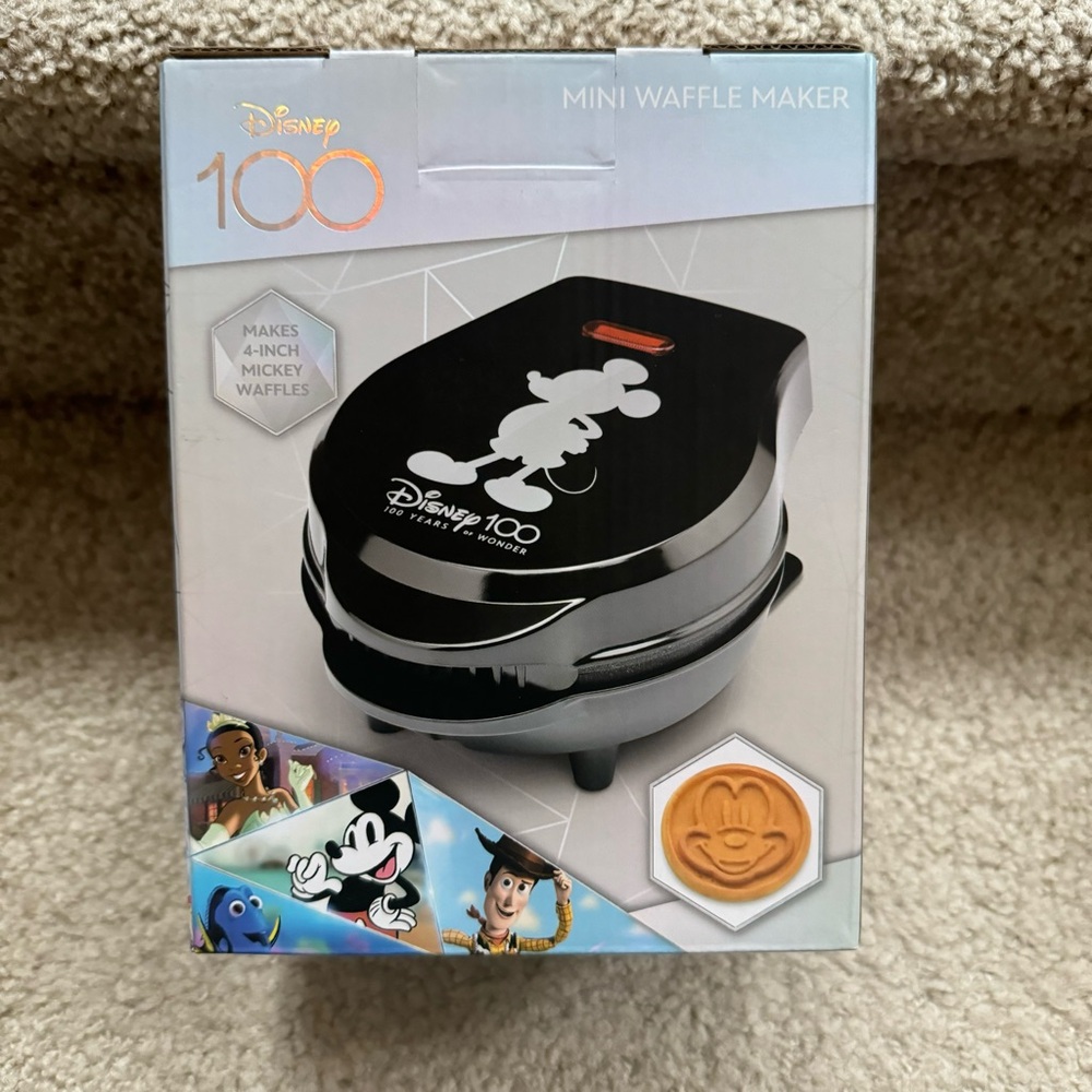 DISNEY 100 Mini Waffle Maker 4" MICKEY WAFFLES ~ Non-Stick